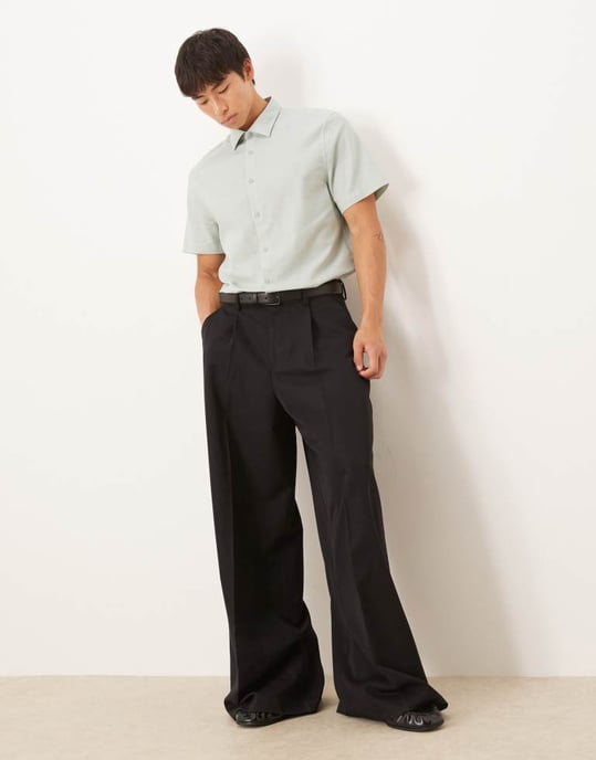 ASOS DESIGN formell linneblandning vanlig skjorta i mintgrön - Image 2