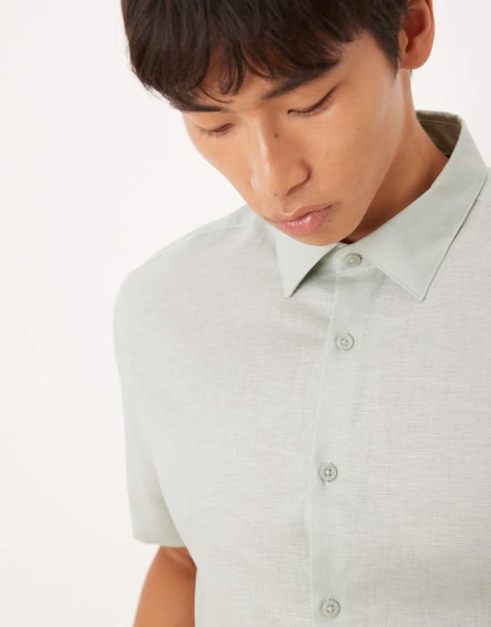 ASOS DESIGN formell linneblandning vanlig skjorta i mintgrön - Image 4