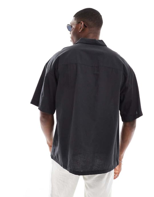 Jack & Jones oversized skjorta i linneblandning i svart - Image 4