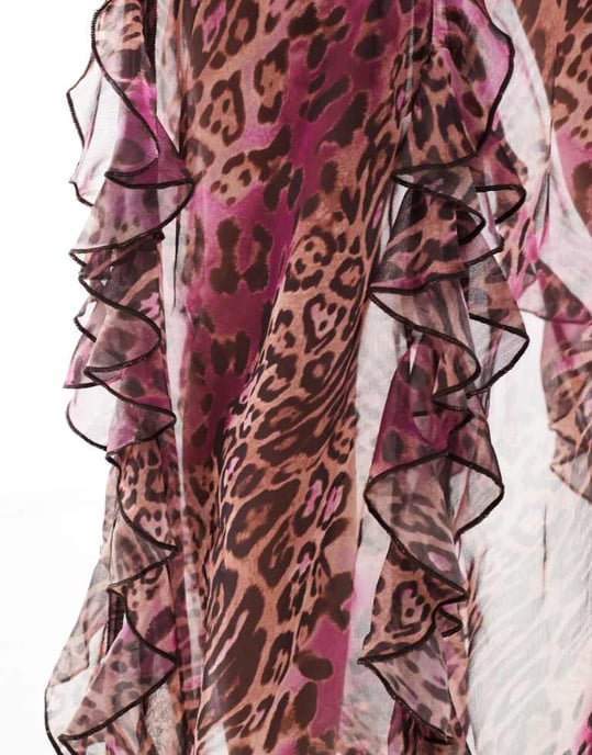 Miss Selfridge volangfållad midi-kjol i leopardmönster - Image 3