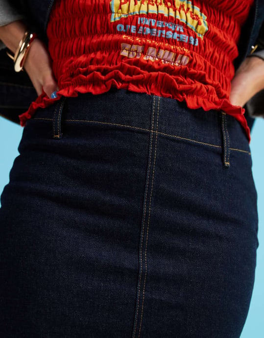 ASOS DESIGN denim pencil skirt in rinse co-ord - Image 4