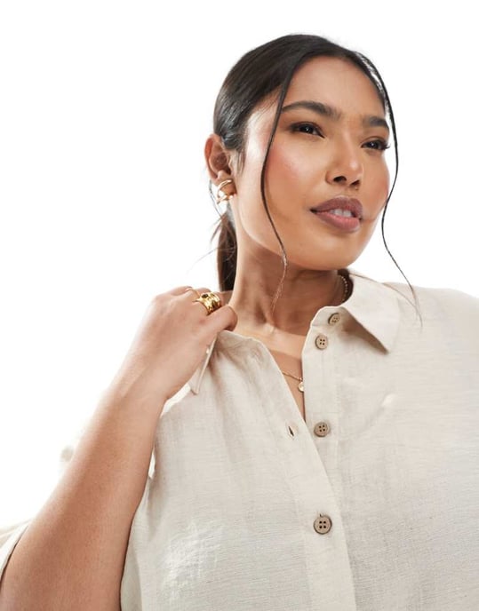 Vero Moda Curve boxy skjorta i havre - Image 3