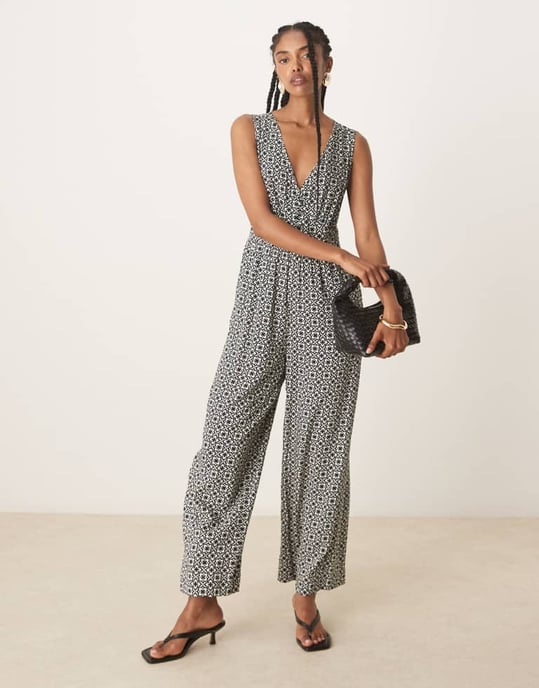 Nobody's Child Starlight sleeveless jumpsuit in mono geo print - Image 2