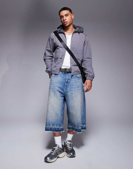 ASOS DESIGN windbreaker jacket with hood in charcoal - Image 1