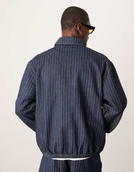 ASOS DESIGN co-ord oversized with pinstripe denim jacket with pinstripe - Image 4