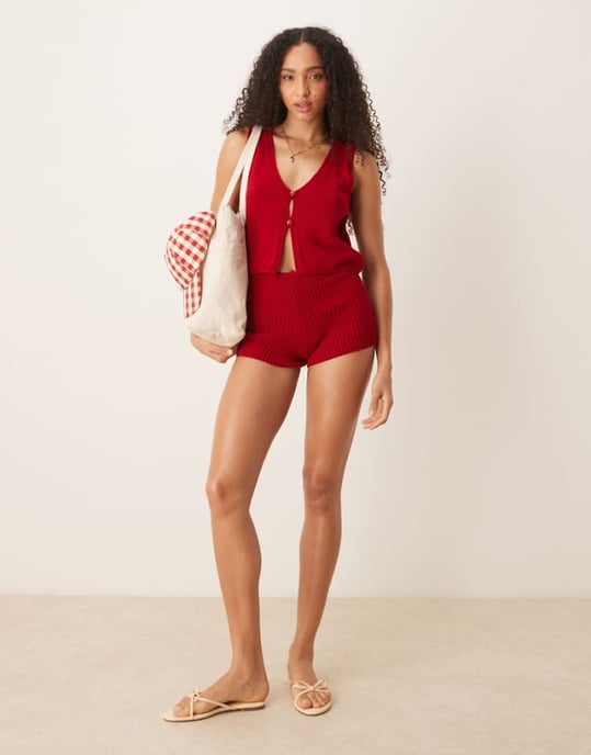 ASOS DESIGN bianca knäppt västset i röd - Image 1