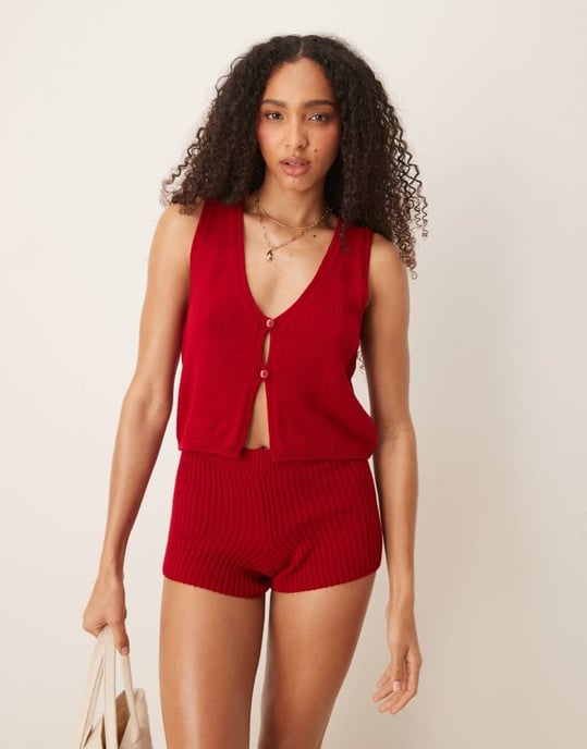ASOS DESIGN bianca knäppt västset i röd - Image 2