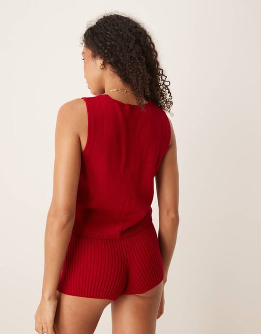 ASOS DESIGN bianca knäppt västset i röd - Image 4