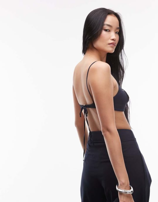 ASOS DESIGN skräddarsydd bralette i mörkblå randig - Image 3