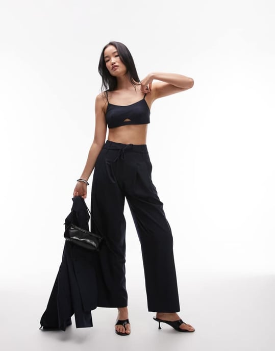 ASOS DESIGN skräddarsydd bralette i mörkblå randig - Image 4