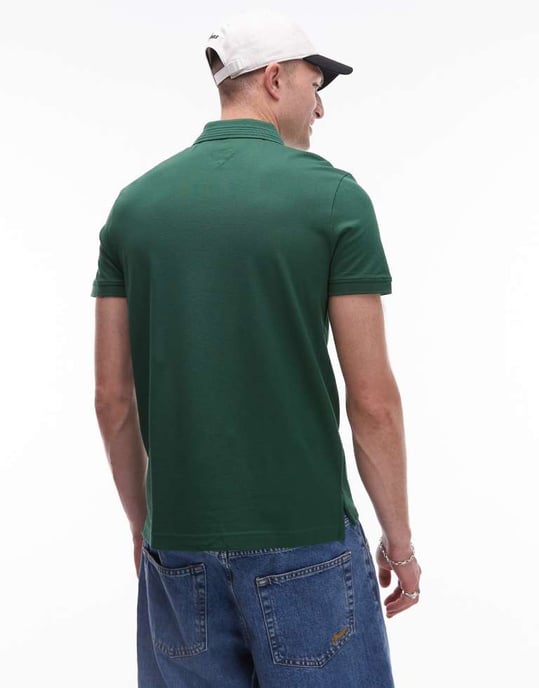 Tommy Hilfiger piké zip polo tröja i grön - Image 4