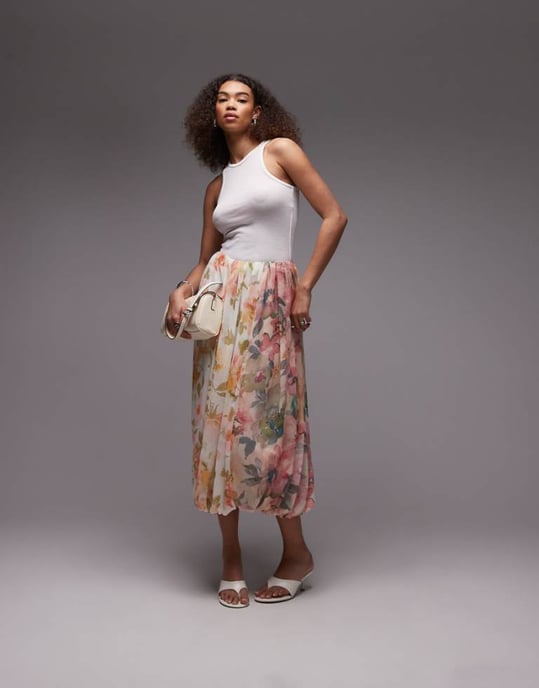 ASOS DESIGN spjälkad draperad maxiskjorta i blandat blommönster - Image 1