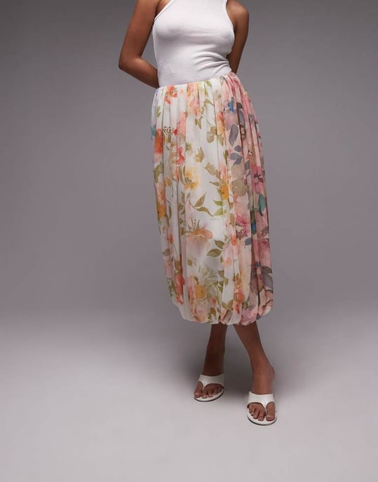 ASOS DESIGN spjälkad draperad maxiskjorta i blandat blommönster - Image 2