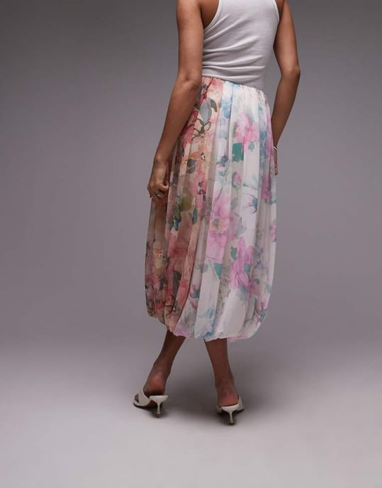 ASOS DESIGN spjälkad draperad maxiskjorta i blandat blommönster - Image 4