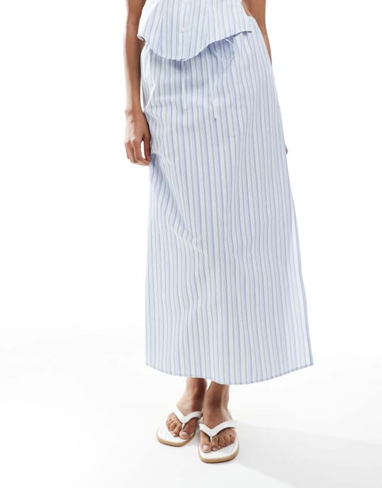 ASOS DESIGN maxi kjol med knytning i midjan i randig design - Image 2
