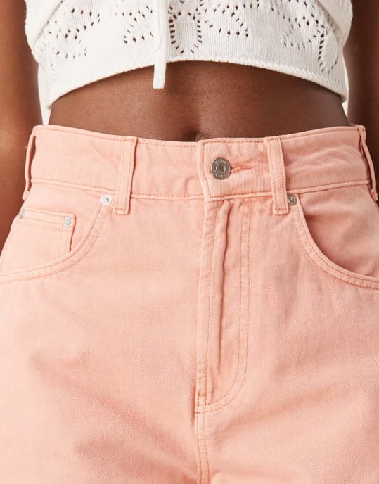 ASOS DESIGN högmidjade fasthylsbyxor i mjuk aprikos - Image 3