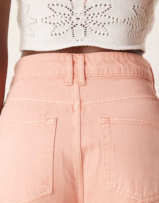 ASOS DESIGN högmidjade fasthylsbyxor i mjuk aprikos - Image 4