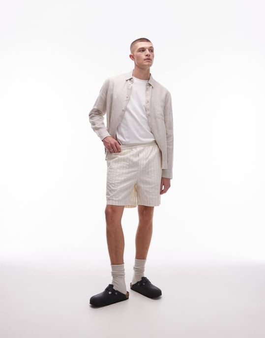 ARKET texturerade bomulls-dobby shorts i vitt - Image 3