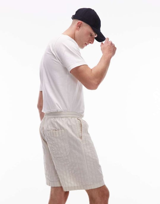 ARKET texturerade bomulls-dobby shorts i vitt - Image 4
