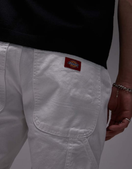 Dickies löst sittande 11 tum snickarstil målarshorts i vitt - Image 4