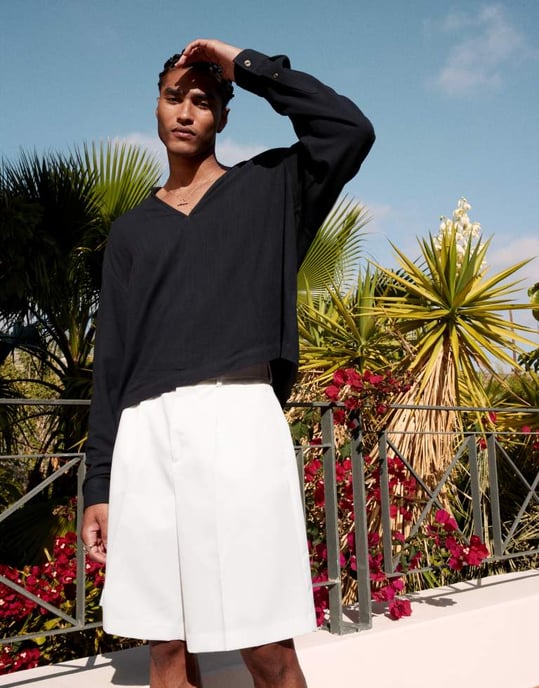 ASOS DESIGN smarta bermudashorts med frontveck i vitt - Image 2