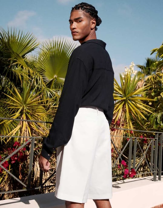 ASOS DESIGN smarta bermudashorts med frontveck i vitt - Image 4