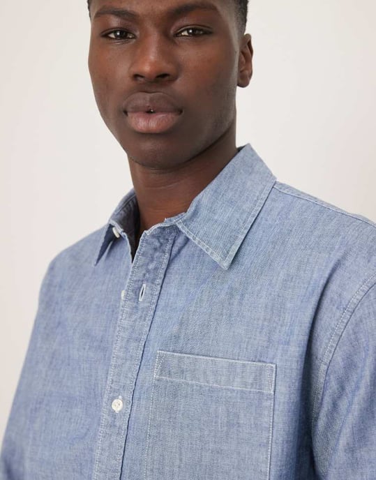 Abercrombie & Fitch långärmad denimskjorta i indigo - Image 2