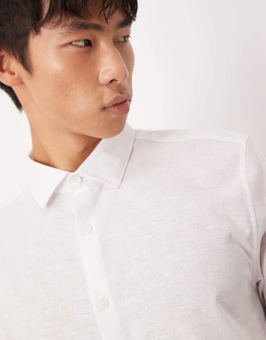 ASOS DESIGN formal linen blend regular shirt in white - Image 4