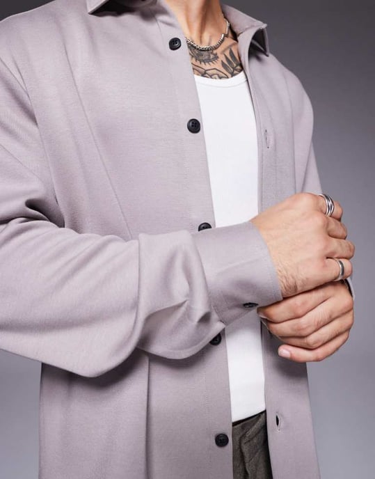 ASOS DESIGN jersey overshirt in grey - Image 3
