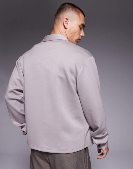 ASOS DESIGN jersey overshirt in grey - Image 4