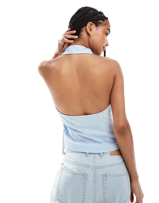 ASOS DESIGN ärmlös wrap topp med knytning på sidan - Image 2