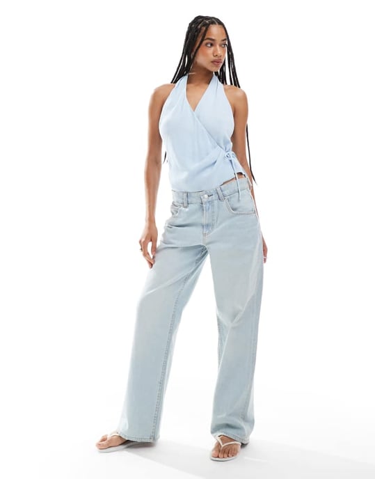 ASOS DESIGN ärmlös wrap topp med knytning på sidan - Image 3