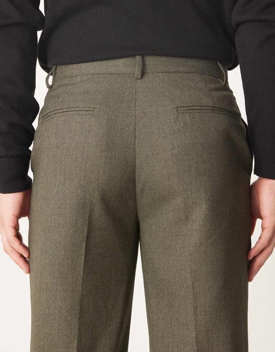 ASOS DESIGN smart raka byxor i mörkgrön slub - Image 4