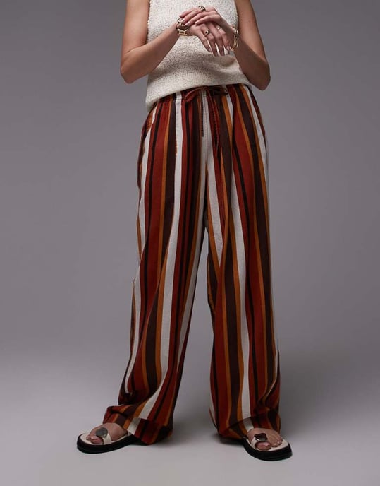 Topshop linneballongbyxa i chokladrand - Image 2