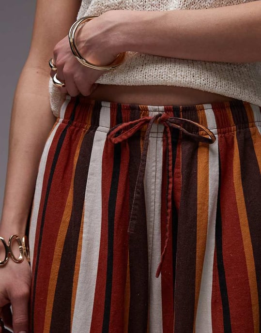 Topshop linneballongbyxa i chokladrand - Image 3