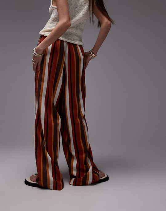 Topshop linneballongbyxa i chokladrand - Image 4