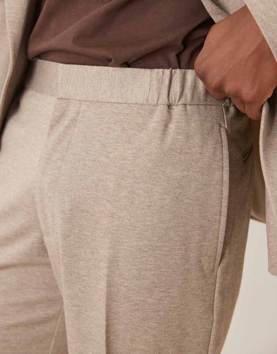 ASOS DESIGN raka kostymbyxor i beige twill - Image 3