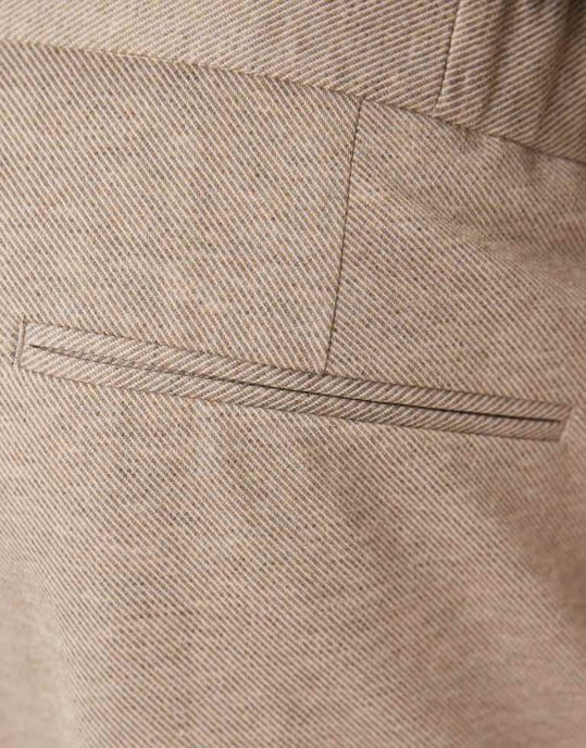ASOS DESIGN raka kostymbyxor i beige twill - Image 4