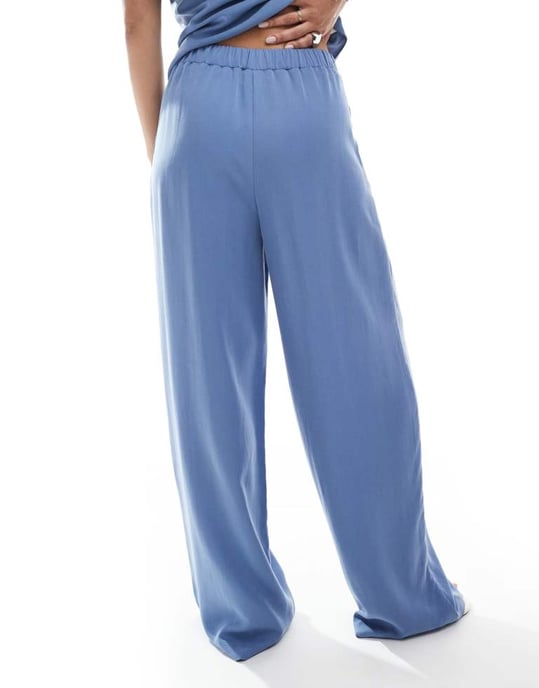 ASOS DESIGN lyocell vida byxa i blått koord - Image 3