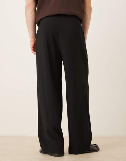 ASOS DESIGN horseshoe smart trousers in black - Image 2