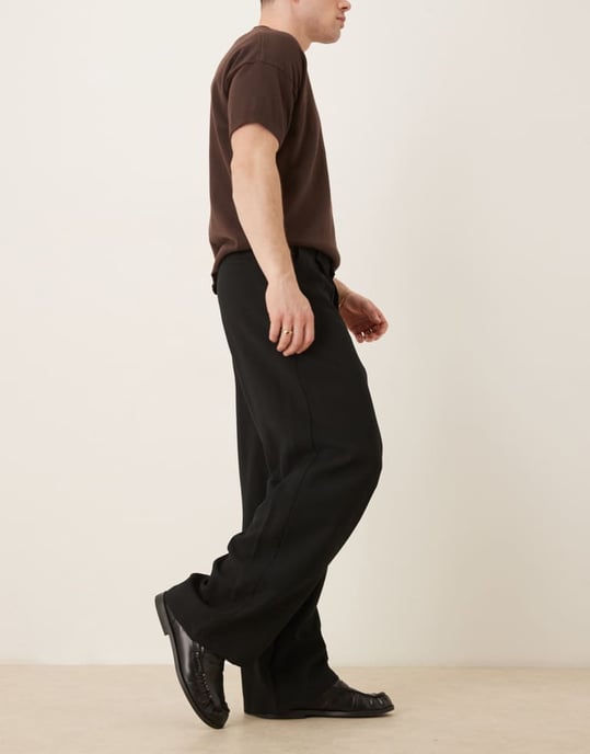 ASOS DESIGN horseshoe smart trousers in black - Image 3