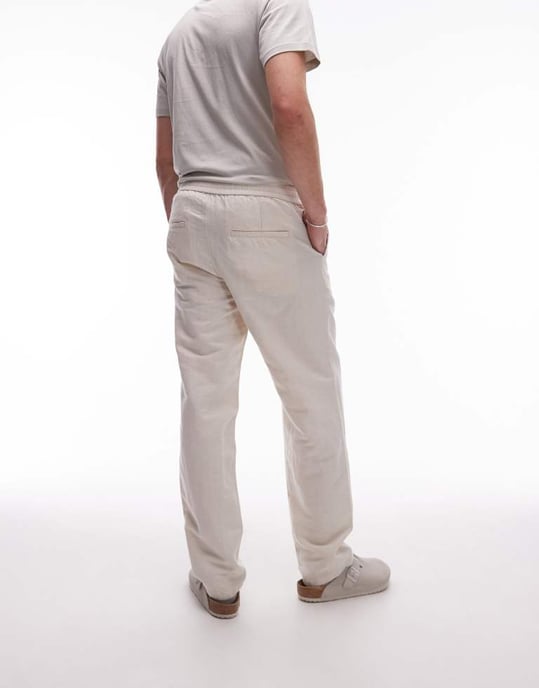 ARKET linne-blandade byxor i ljusbeige - Image 4