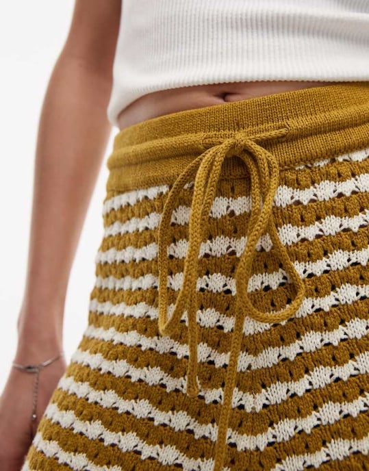 Topshop knitted stripe trouser in mustard - Image 4