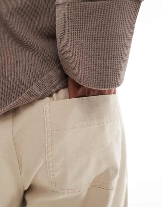 ASOS DESIGN Curve laundered barrel pull on trousers in taupe - Image 3