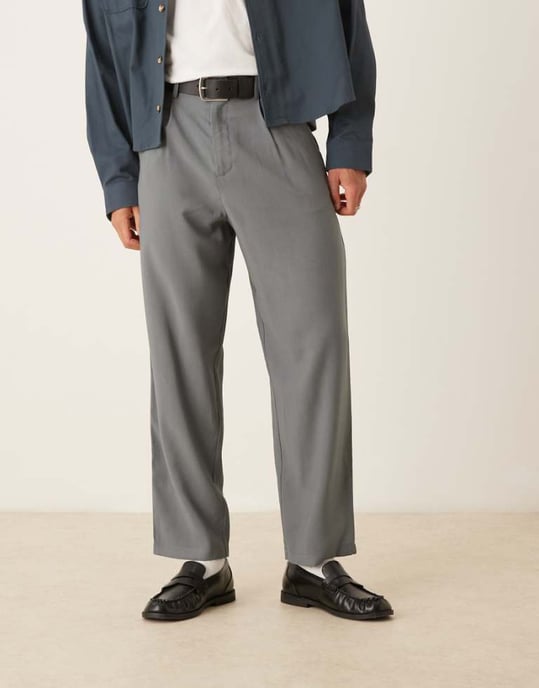 ASOS DESIGN lösa skaterbyxor i grått - Image 1