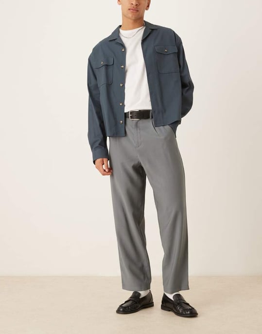 ASOS DESIGN lösa skaterbyxor i grått - Image 2