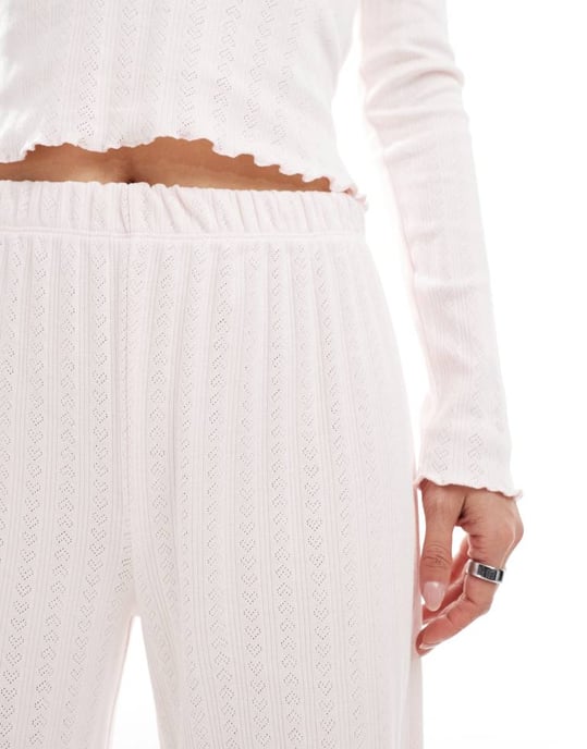 Miss Selfridge punktstickad vida byxor set i rosa - Image 3