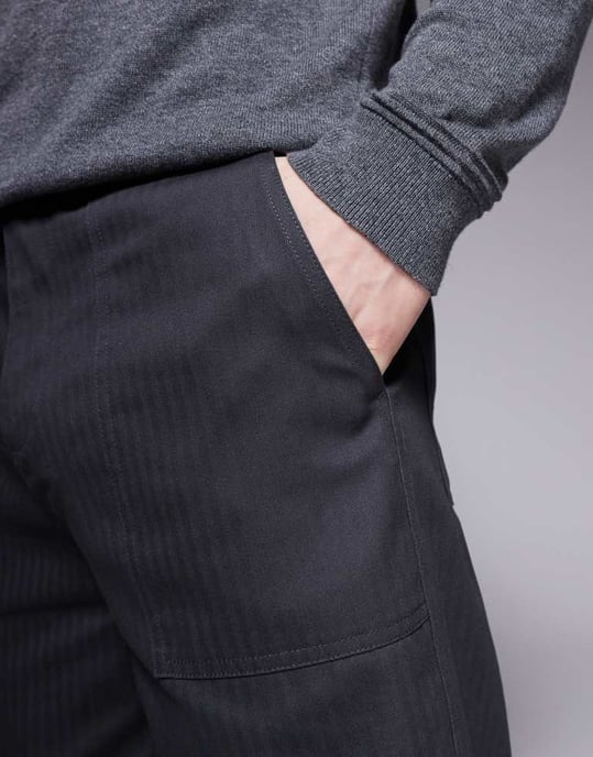 ASOS DESIGN raka ben herringbone-byxor i grått - Image 3