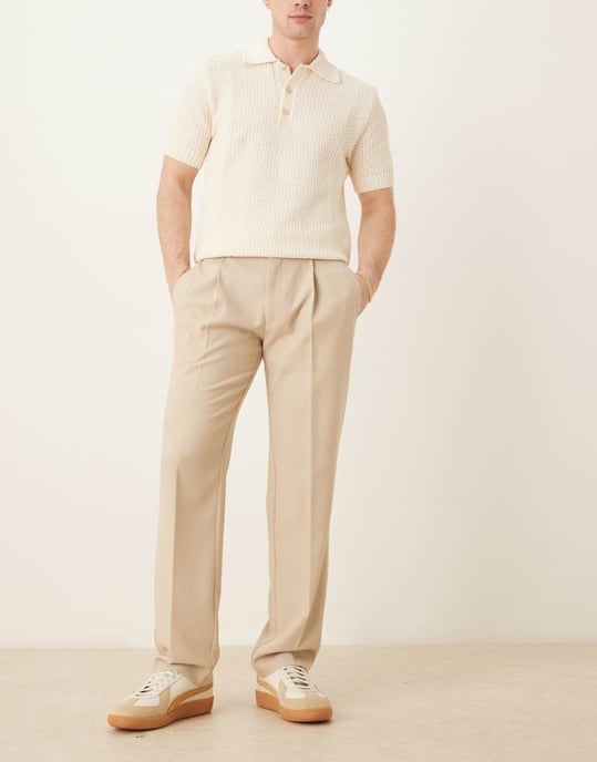 ASOS DESIGN smart raka byxor med framfickor i stenmikrotextur - Image 2