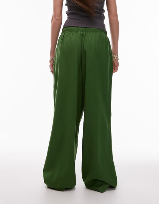 Topshop linne ballongbyxa i olivgrön - Image 4